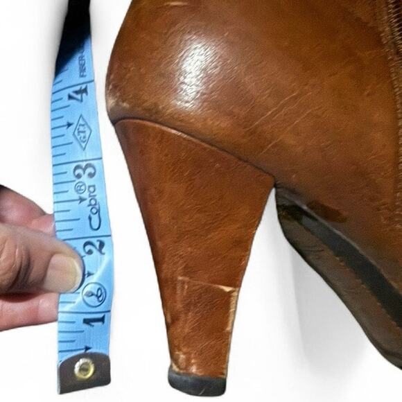 Bolo by BORN Tall Leather Brown High Heel Boots With Side Zipper.  Size 9. - Picture 3 of 15
